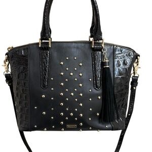 Brahmin rare duxbury “Nara” satchel black leather with studs